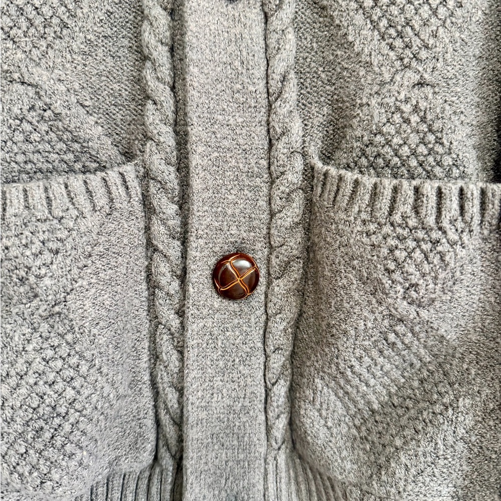 Gray Cable Knit Cardigan - Picture 2 of 2